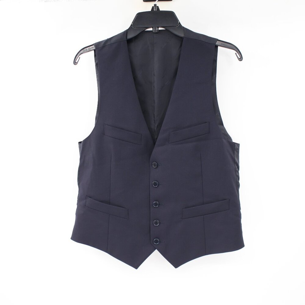 Salvatore feragamo vest men's 38 Navy blue gilet 5 button waistcoat designer
